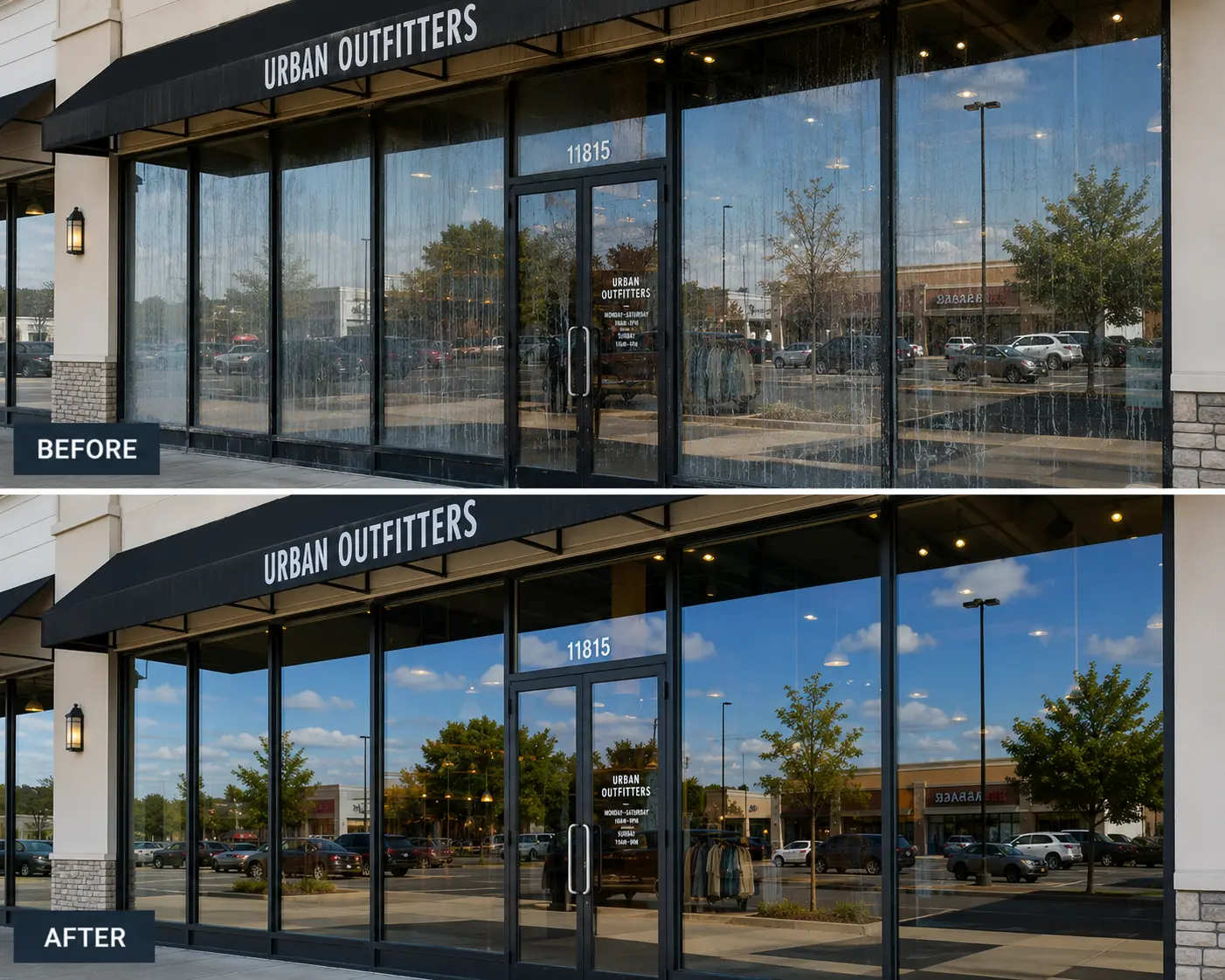 Before/after — Commercial Storefront Glass