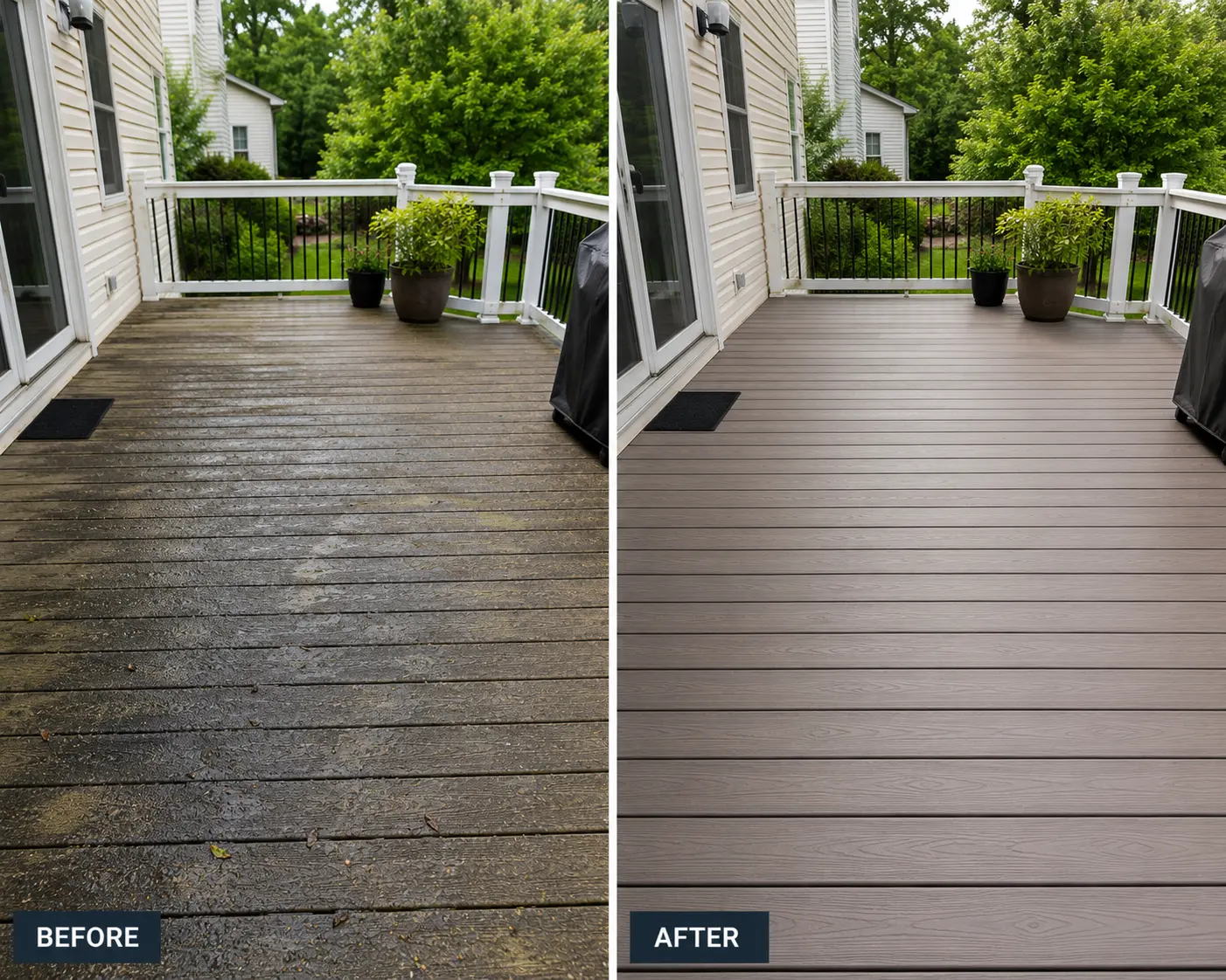 Before/after — Composite Deck Wash