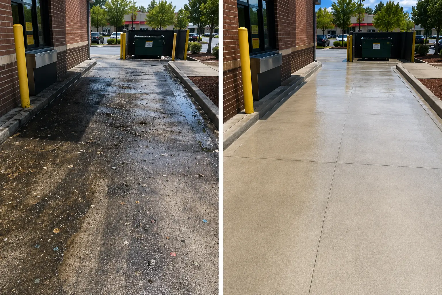 Before/after — Drive-Thru & Dumpster Pad Clean