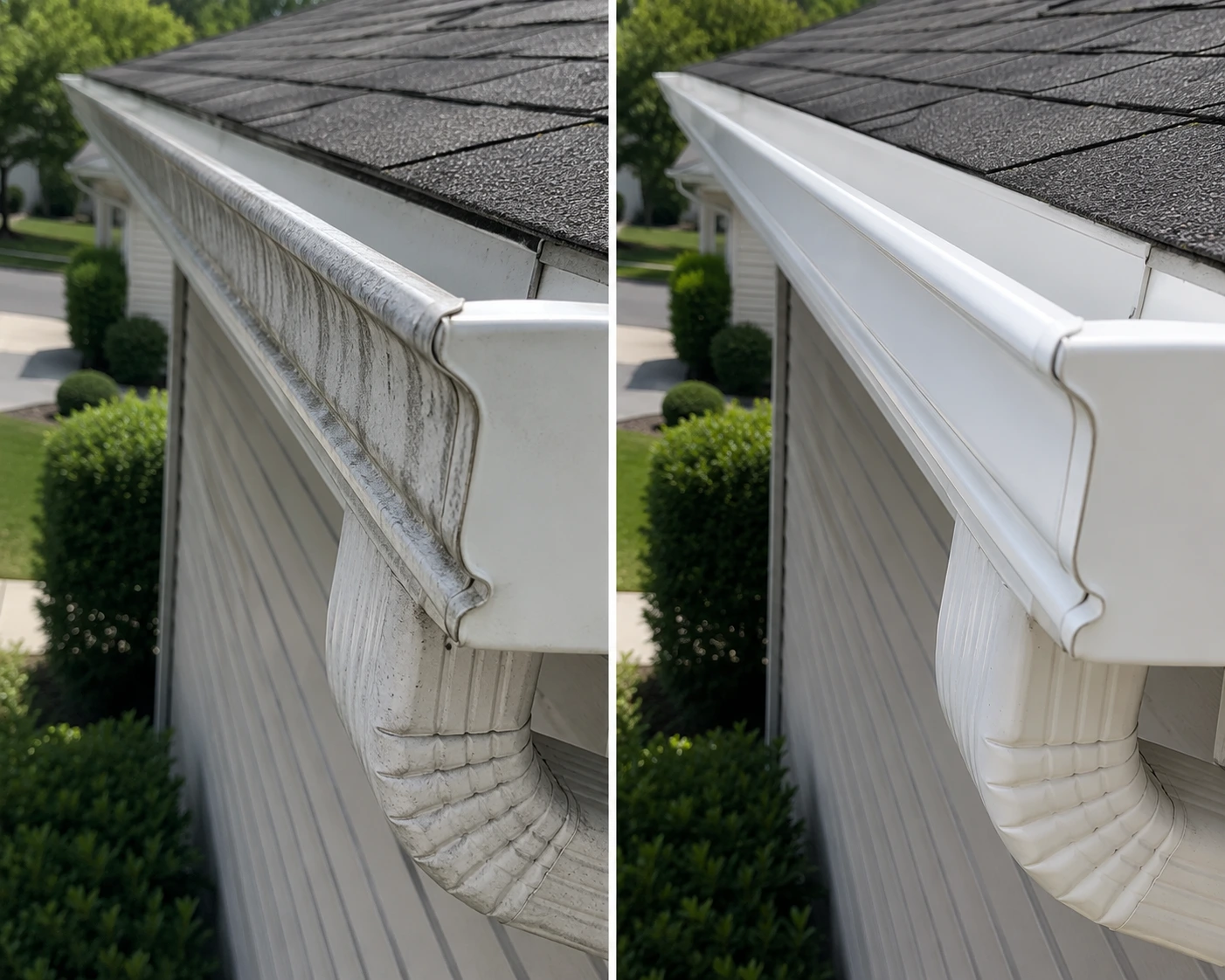 Before/after — Full Gutter Brightening