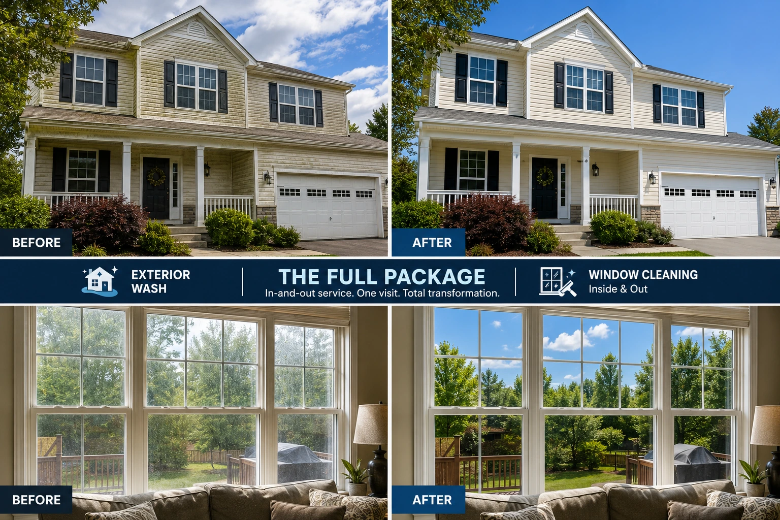 Before/after — Interior + Exterior Bundle