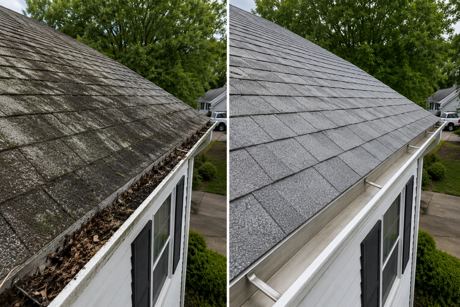 Before/after — Roof + Gutter Bundle